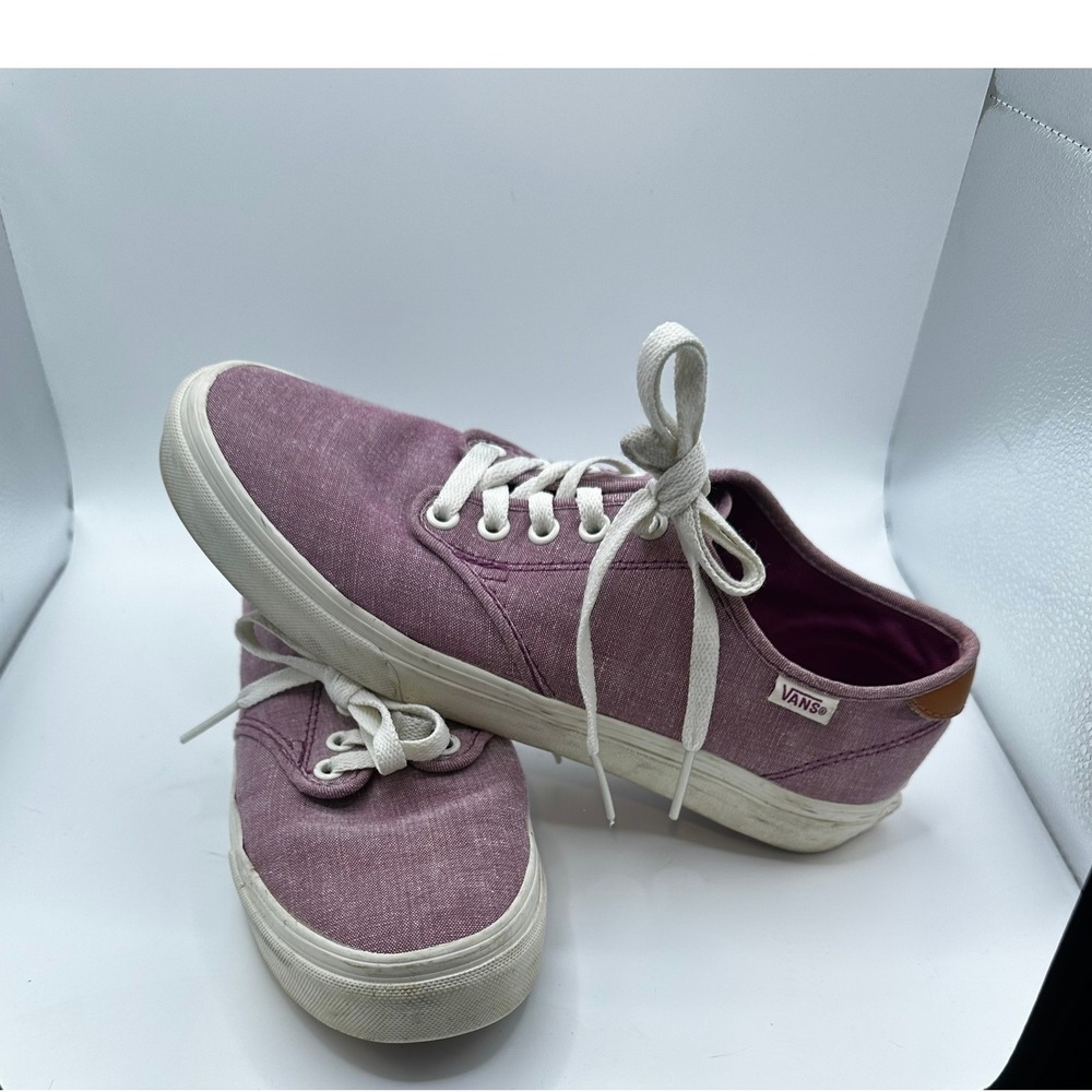 Vans Authentic Purple Chambray Canvas Low Top Sneakers Womens 8.5 Skate Shoe